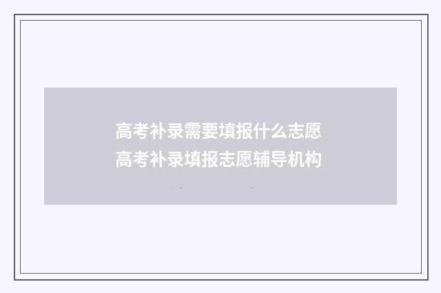 高考补录需要填报什么志愿 高考补录填报志愿辅导机构