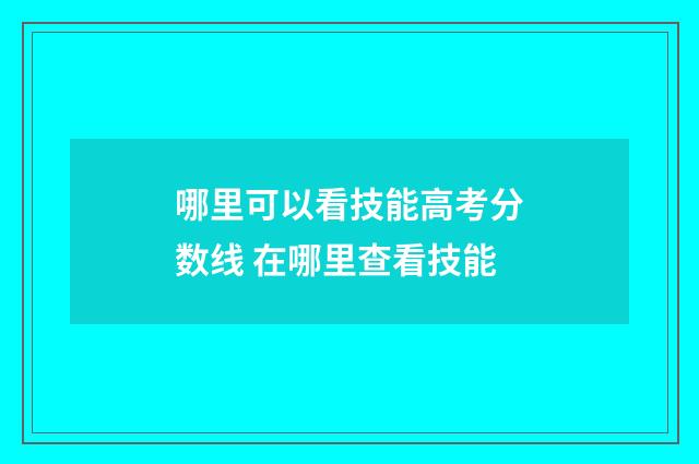 哪里可以看技能高考分数线 在哪里查看技能
