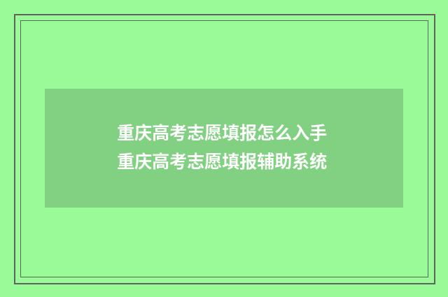 重庆高考志愿填报怎么入手 重庆高考志愿填报辅助系统