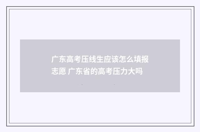广东高考压线生应该怎么填报志愿 广东省的高考压力大吗