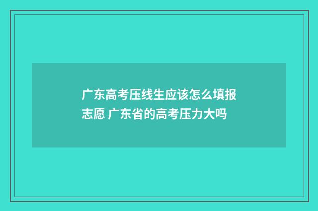广东高考压线生应该怎么填报志愿 广东省的高考压力大吗