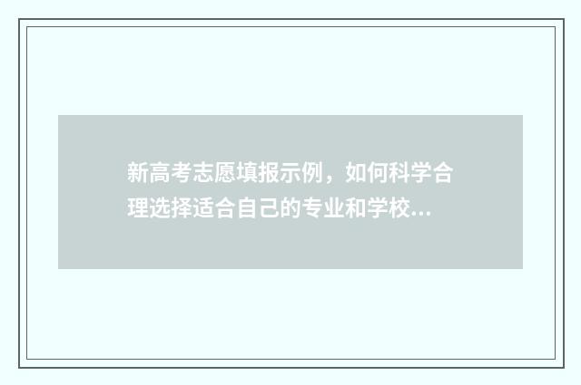 新高考志愿填报示例，如何科学合理选择适合自己的专业和学校？ 新高考志愿填报规则讲解