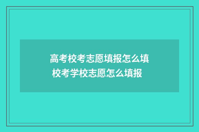 高考校考志愿填报怎么填 校考学校志愿怎么填报