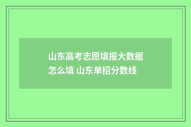 山东高考志愿填报大数据怎么填 山东单招分数线