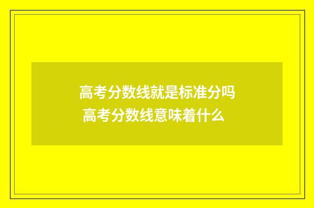 高考分数线就是标准分吗 高考分数线意味着什么