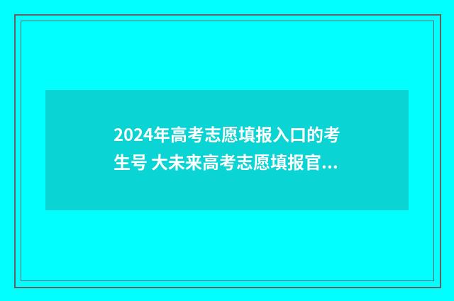 2024年高考志愿填报入口的考生号 大未来高考志愿填报官网