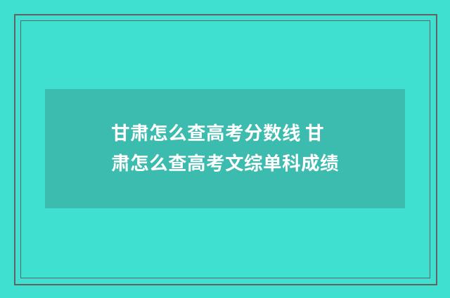 甘肃怎么查高考分数线 甘肃怎么查高考文综单科成绩