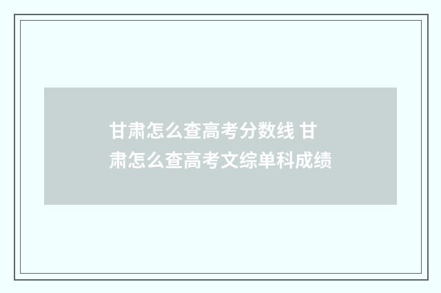 甘肃怎么查高考分数线 甘肃怎么查高考文综单科成绩