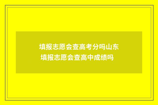 填报志愿会查高考分吗山东 填报志愿会查高中成绩吗