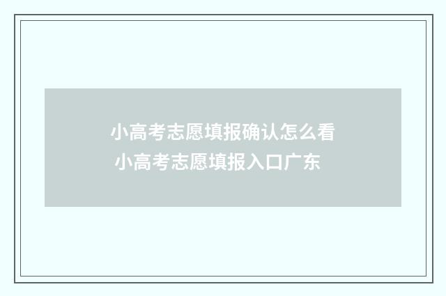 小高考志愿填报确认怎么看 小高考志愿填报入口广东