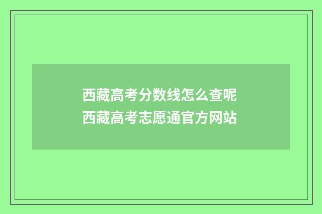 西藏高考分数线怎么查呢 西藏高考志愿通官方网站