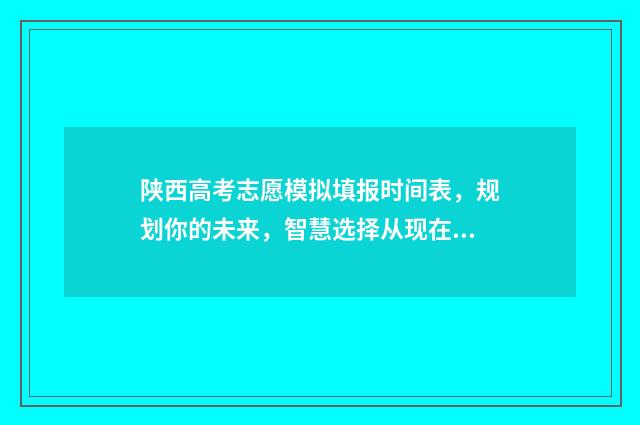 陕西高考志愿模拟填报时间表，规划你的未来，智慧选择从现在开始！ 陕西高考志愿模拟填报系统官网入口