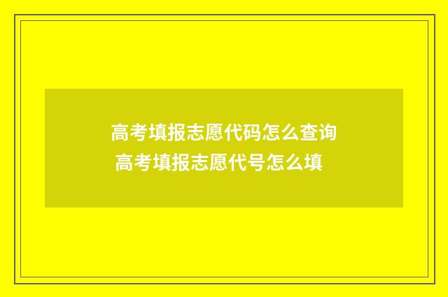 高考填报志愿代码怎么查询 高考填报志愿代号怎么填