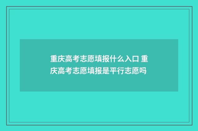 重庆高考志愿填报什么入口 重庆高考志愿填报是平行志愿吗