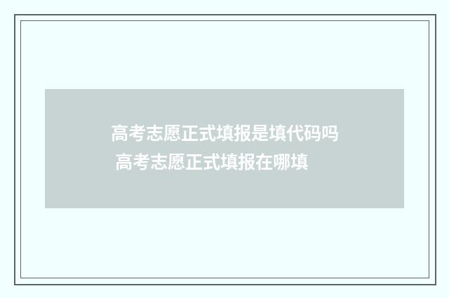 高考志愿正式填报是填代码吗 高考志愿正式填报在哪填