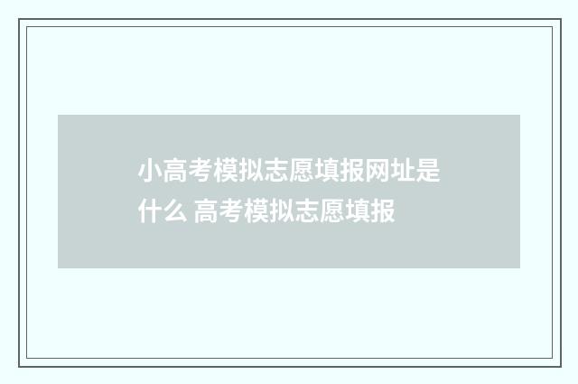 小高考模拟志愿填报网址是什么 高考模拟志愿填报