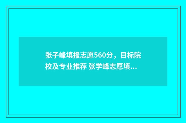张子峰填报志愿560分，目标院校及专业推荐 张学峰志愿填报