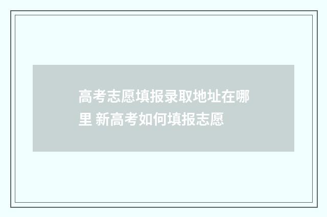 高考志愿填报录取地址在哪里 新高考如何填报志愿
