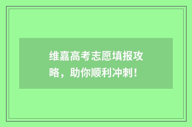 维嘉高考志愿填报攻略，助你顺利冲刺！