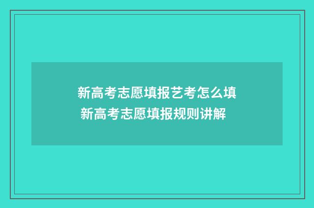 新高考志愿填报艺考怎么填 新高考志愿填报规则讲解