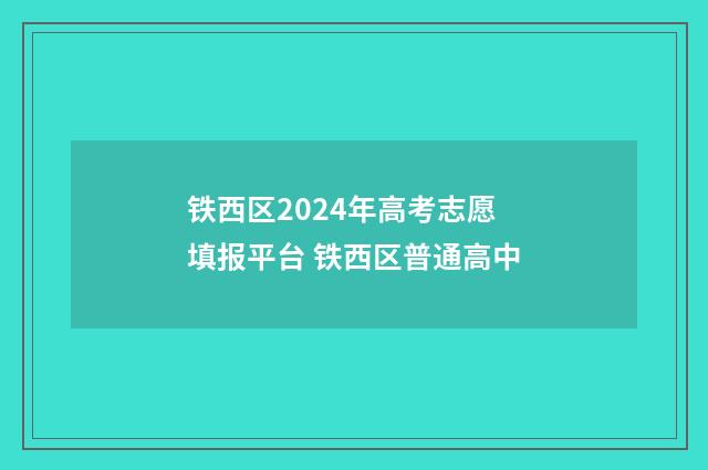 铁西区2024年高考志愿填报平台 铁西区普通高中