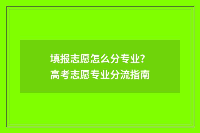 填报志愿怎么分专业？高考志愿专业分流指南
