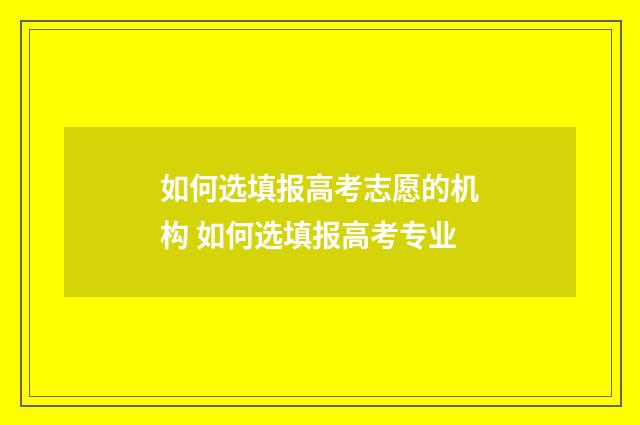 如何选填报高考志愿的机构 如何选填报高考专业