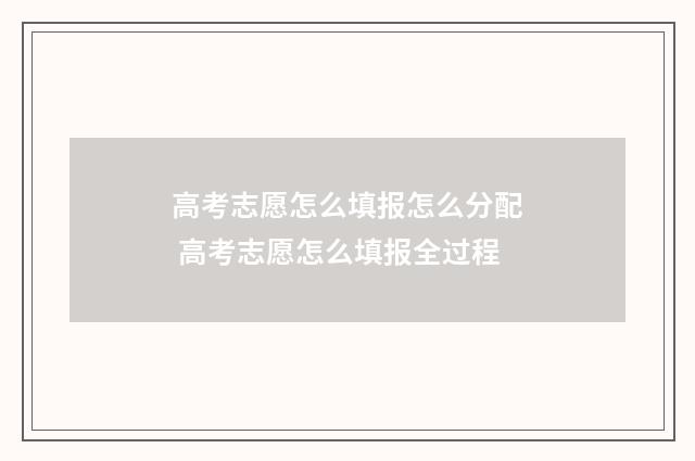 高考志愿怎么填报怎么分配 高考志愿怎么填报全过程