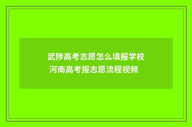 武陟高考志愿怎么填报学校 河南高考报志愿流程视频