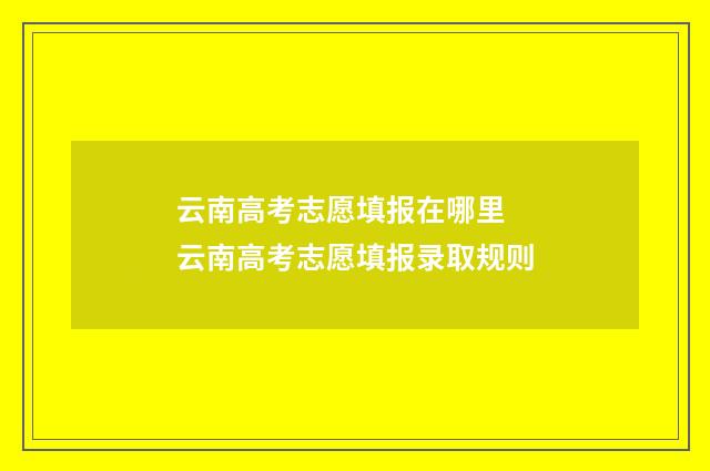 云南高考志愿填报在哪里 云南高考志愿填报录取规则