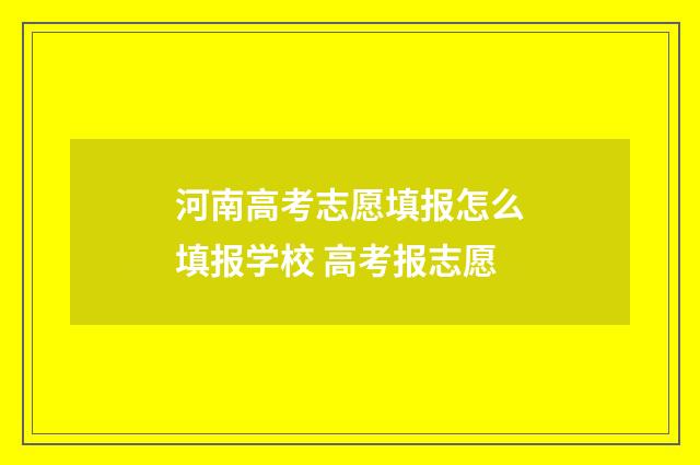 河南高考志愿填报怎么填报学校 高考报志愿