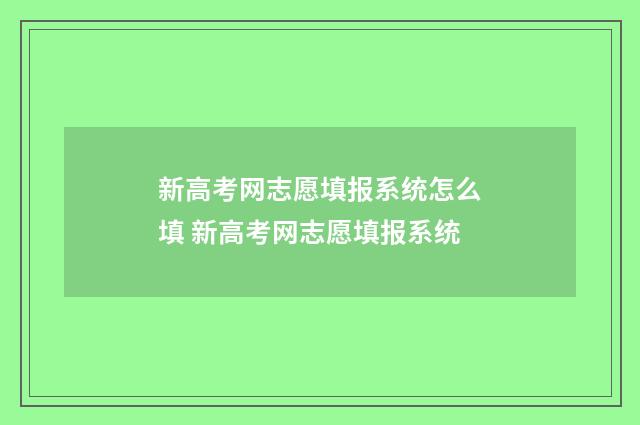 新高考网志愿填报系统怎么填 新高考网志愿填报系统