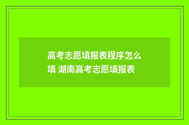 高考志愿填报表程序怎么填 湖南高考志愿填报表