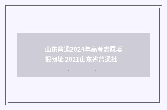 山东普通2024年高考志愿填报网址 2021山东省普通批
