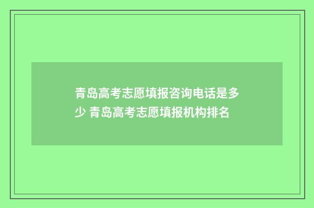 青岛高考志愿填报咨询电话是多少 青岛高考志愿填报机构排名