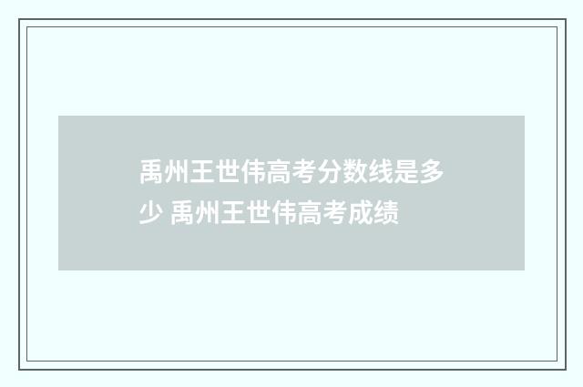 禹州王世伟高考分数线是多少 禹州王世伟高考成绩