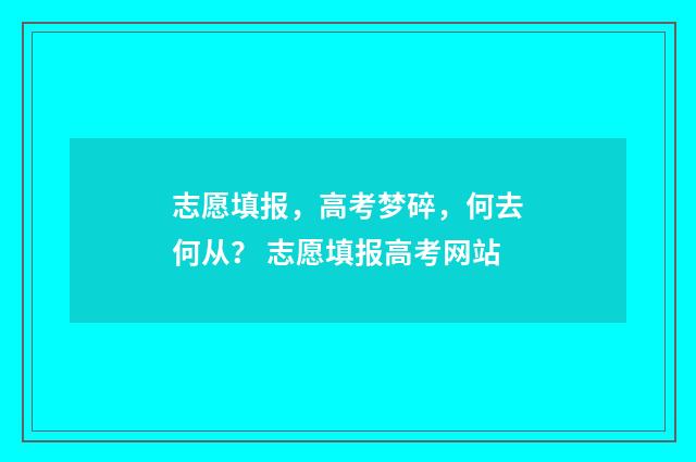 志愿填报，高考梦碎，何去何从？ 志愿填报高考网站
