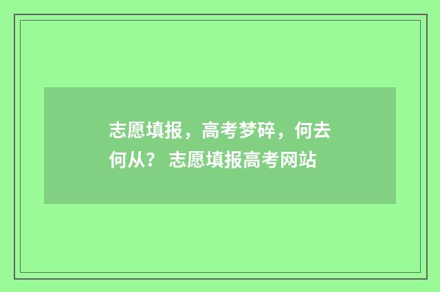 志愿填报，高考梦碎，何去何从？ 志愿填报高考网站