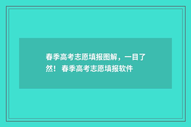 春季高考志愿填报图解，一目了然！ 春季高考志愿填报软件