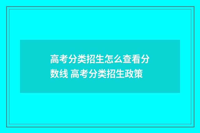 高考分类招生怎么查看分数线 高考分类招生政策