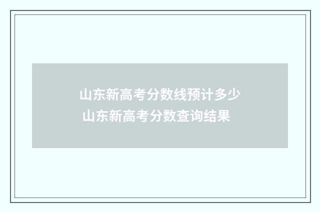 山东新高考分数线预计多少 山东新高考分数查询结果