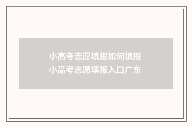 小高考志愿填报如何填报 小高考志愿填报入口广东