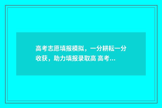 高考志愿填报模拟，一分耕耘一分收获，助力填报录取高 高考志愿填报模拟表样本
