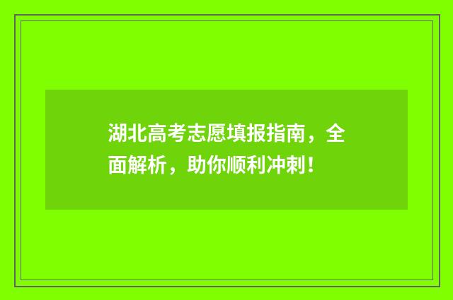 湖北高考志愿填报指南，全面解析，助你顺利冲刺！
