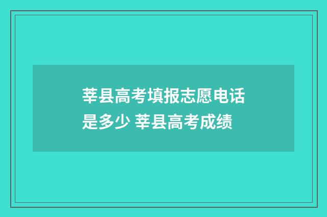 莘县高考填报志愿电话是多少 莘县高考成绩