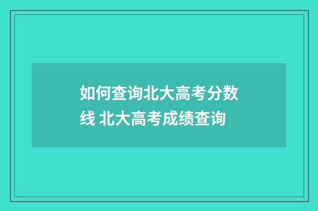 如何查询北大高考分数线 北大高考成绩查询