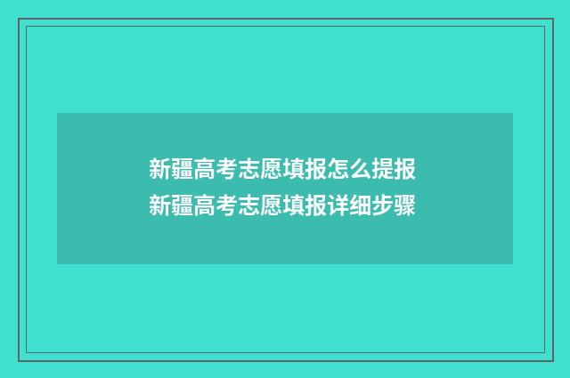 新疆高考志愿填报怎么提报 新疆高考志愿填报详细步骤