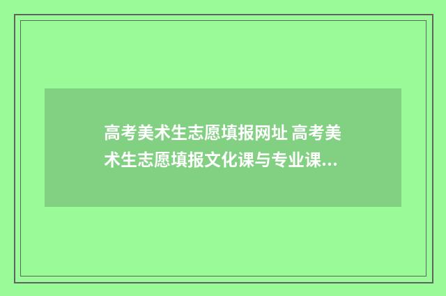 高考美术生志愿填报网址 高考美术生志愿填报文化课与专业课怎么计算