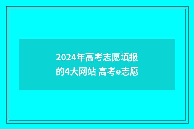 2024年高考志愿填报的4大网站 高考e志愿