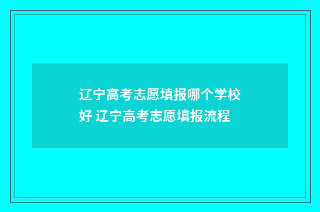 辽宁高考志愿填报哪个学校好 辽宁高考志愿填报流程